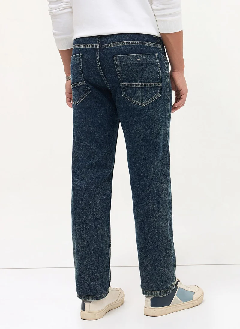 Urbano Fashion  Urbano Fashion Men's Dark Blue Regular Fit Heavy Washed Denim Jeans Stretchable for Men | Best Price UAE